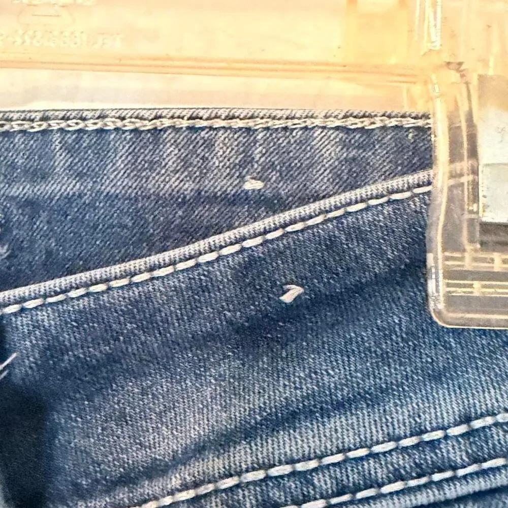 Gemma Rae Y2k blue ripped bootcut with stitch and rhinestone back pocket- 3/26